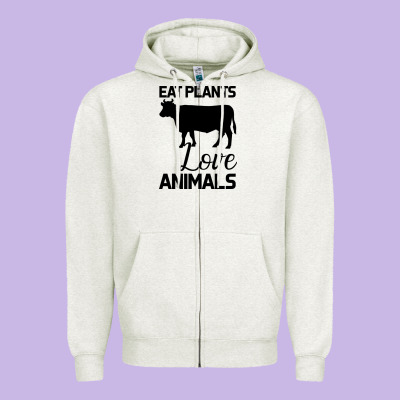 Eat Plants Love Animals Zipper Hoodie Designed By Bettercallsaul