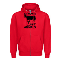 Red Eat Plants Love Animals Zipper Hoodie - Bettercallsaul