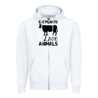 White Eat Plants Love Animals Zipper Hoodie - Bettercallsaul