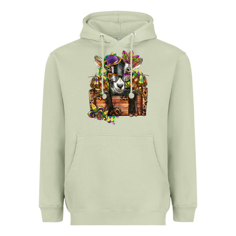Mardi Gras Goat Heavyweight Hoodie by CowGirlArtShop | Teevron