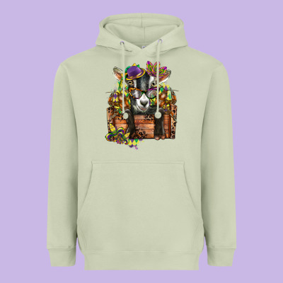Mardi Gras Goat Heavyweight Hoodie Designed By Cowgirlartshop