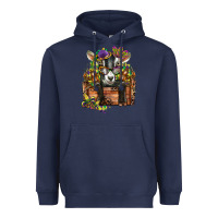 Navy mardi gras goat Heavyweight Hoodie - CowGirlArtShop