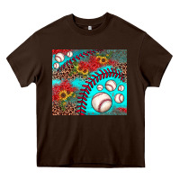 Chocolate Brown baseball leopard turquoise sunflower Heavy Core Tee - JahusDesignShop