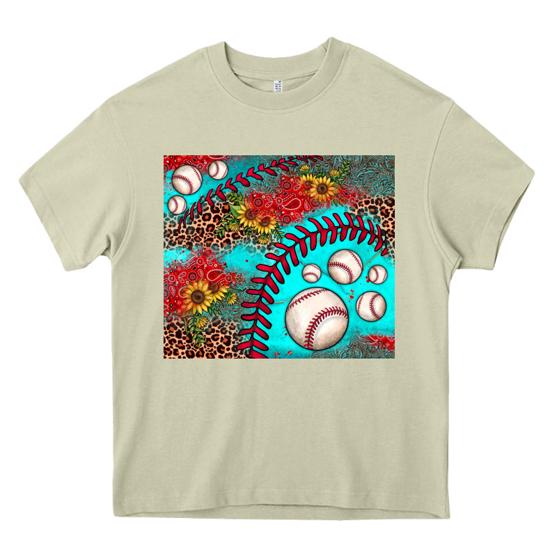 Baseball Leopard Turquoise Sunflower Heavy Core Tee by JahusDesignShop | Teevron