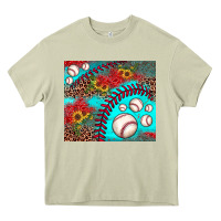 Mossy baseball leopard turquoise sunflower Heavy Core Tee - JahusDesignShop