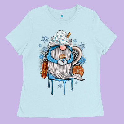Winter Gnome Coffee Ladies Tee Designed By Jahusdesignshop
