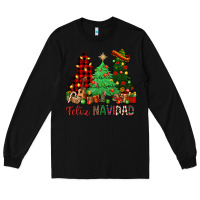 Black Feliz Navidad Long Sleeve Tee - NancyCooperArtShop