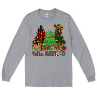 Heather Grey Feliz Navidad Long Sleeve Tee - NancyCooperArtShop