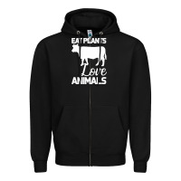 Black Eat Plants Love Animals Zipper Hoodie - Bettercallsaul
