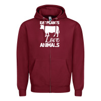 Burgundy Eat Plants Love Animals Zipper Hoodie - Bettercallsaul