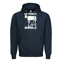 Navy Eat Plants Love Animals Zipper Hoodie - Bettercallsaul