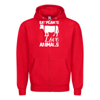 Red Eat Plants Love Animals Zipper Hoodie - Bettercallsaul