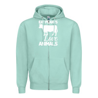 Seafoam Eat Plants Love Animals Zipper Hoodie - Bettercallsaul