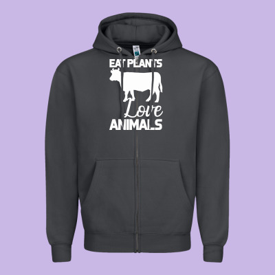 Eat Plants Love Animals Zipper Hoodie Designed By Bettercallsaul