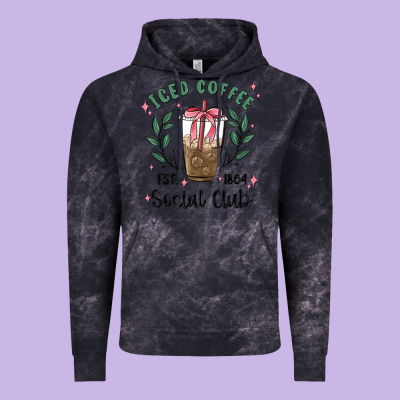 Iced Coffee Social Club Vintage Hoodie Designed By Maliassmallbusiness