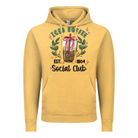 Vintage Mustard iced coffee social club Vintage Hoodie - MaliasSmallBusiness