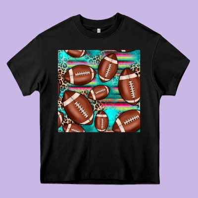 Football Leopard Turquoise Seamless Pattern Heavy Core Tee Designed By Jahusdesignshop