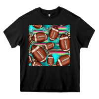 Black football leopard turquoise seamless pattern Heavy Core Tee - JahusDesignShop