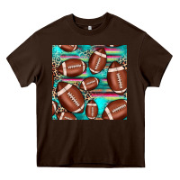 Chocolate Brown football leopard turquoise seamless pattern Heavy Core Tee - JahusDesignShop