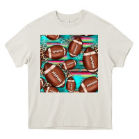 Cream football leopard turquoise seamless pattern Heavy Core Tee - JahusDesignShop
