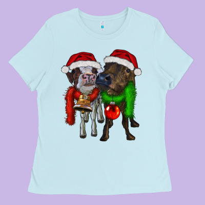 Two Christmas Heifers Ladies Tee Designed By Ranaportraitstore