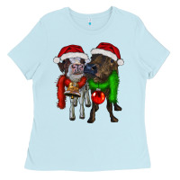 Baby Blue two christmas heifers Ladies Tee - RanaPortraitStore