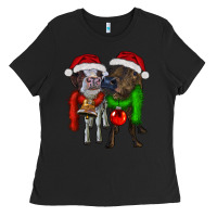 Black two christmas heifers Ladies Tee - RanaPortraitStore