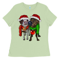 Matcha two christmas heifers Ladies Tee - RanaPortraitStore