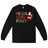 Black Holly Jolly vibes Christmas with Santa Long Sleeve Tee - NancyCooperArtShop