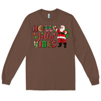 Chestnut Holly Jolly vibes Christmas with Santa Long Sleeve Tee - NancyCooperArtShop