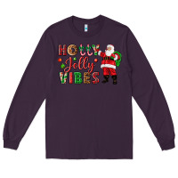 Plum Holly Jolly vibes Christmas with Santa Long Sleeve Tee - NancyCooperArtShop