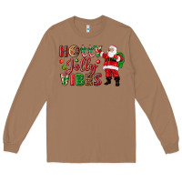 Toasted Coconut Holly Jolly vibes Christmas with Santa Long Sleeve Tee - NancyCooperArtShop