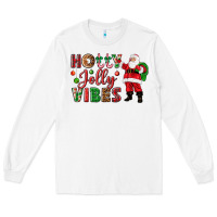 White Holly Jolly vibes Christmas with Santa Long Sleeve Tee - NancyCooperArtShop