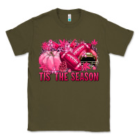 Army Green Tis' the season Football Breast Cancer Classic Tee - NancyCooperArtShop