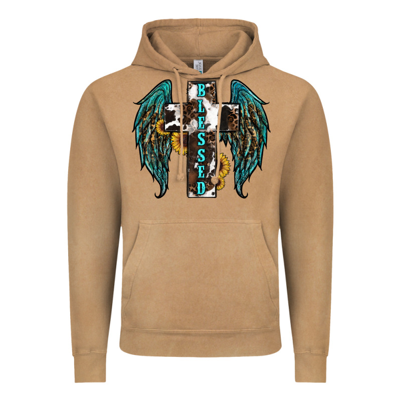 Western Wings Cross Blessed Vintage Hoodie by RanaPortraitStore | Teevron