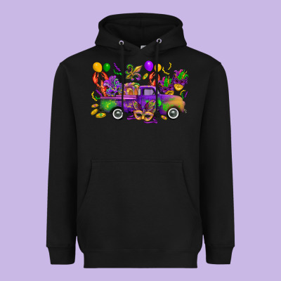 Mardi Gras Truck Heavyweight Hoodie Designed By Cowgirlartshop