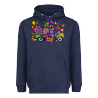 Navy mardi gras truck Heavyweight Hoodie - CowGirlArtShop