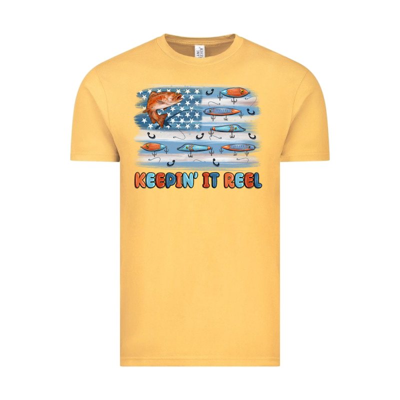 Fishing Lure Flag Keepin' It Reel Vintage Tee by MaliasSmallBusiness | Teevron