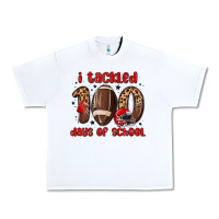 White i tackled 100 days of school Urban Heavy Tee - MaliasSmallBusiness