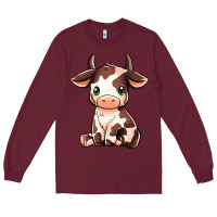 Burgundy Baby Brown Cow Long Sleeve Tee - MaliasSmallBusiness