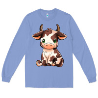 Colony Blue Baby Brown Cow Long Sleeve Tee - MaliasSmallBusiness