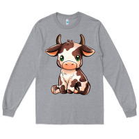 Heather Grey Baby Brown Cow Long Sleeve Tee - MaliasSmallBusiness