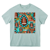 Arona football leopard turquoise gemstone sunflower seamless pattern Heavy Core Tee - JahusDesignShop