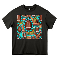 Asphalt football leopard turquoise gemstone sunflower seamless pattern Heavy Core Tee - JahusDesignShop