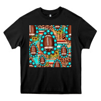 Black football leopard turquoise gemstone sunflower seamless pattern Heavy Core Tee - JahusDesignShop