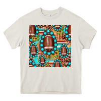 Cream football leopard turquoise gemstone sunflower seamless pattern Heavy Core Tee - JahusDesignShop