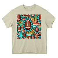 Mossy football leopard turquoise gemstone sunflower seamless pattern Heavy Core Tee - JahusDesignShop