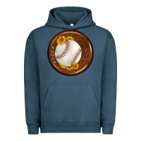 Pigment Midnight Navy baseball with sunflower round earrings Urban Hoodie - BundleAndBundleShop