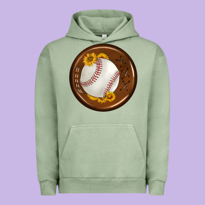 Baseball With Sunflower Round Earrings Urban Hoodie Designed By Bundleandbundleshop