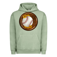 Pigment Oil Green baseball with sunflower round earrings Urban Hoodie - BundleAndBundleShop